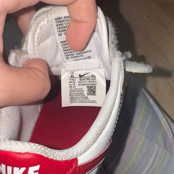 Nike Kids White and Red Velcro Sneakers - Picture 8 of 12